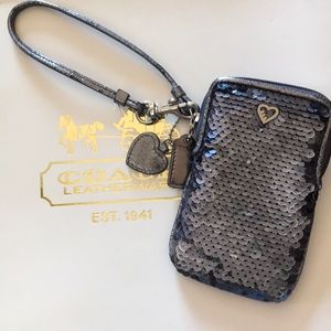 Coach silver, sequins, wristlet!